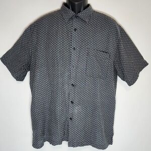 Mantles Silk‎ Blend Shirt Mens Large Short Sleeve Preppy Corporate Office Casual